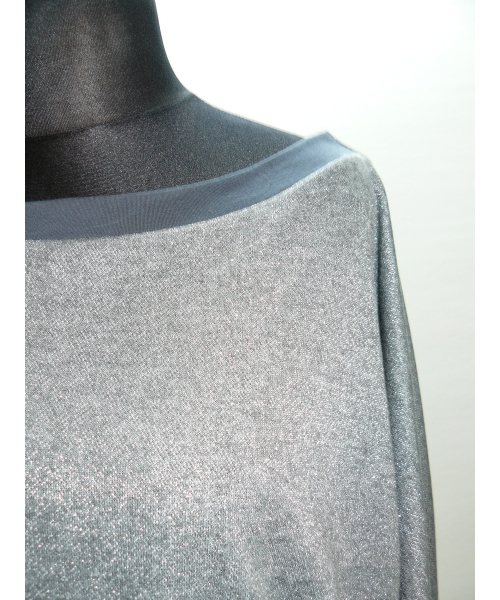 Cieplutki sweter KIMONO ze ściągaczami - srebrny z szarością
